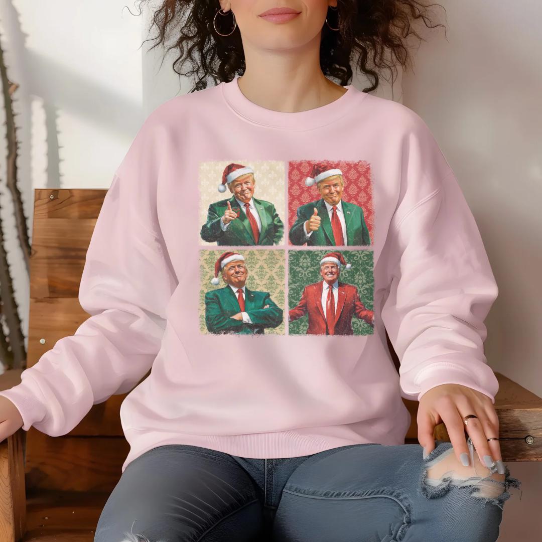 Unisex Trump Christmas Sweatshirt - Festive & Cozy Holiday Wear for Supporters