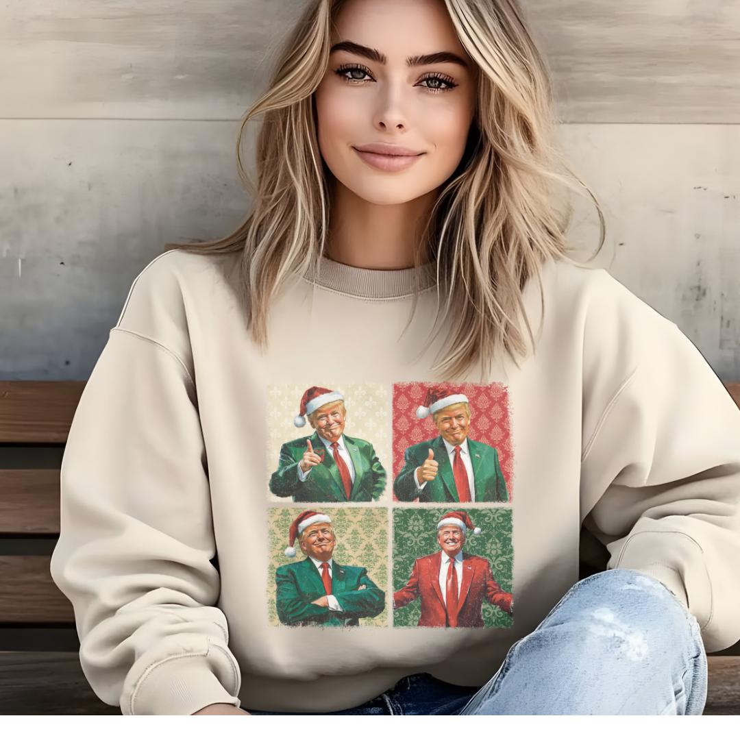 Unisex Trump Christmas Sweatshirt - Festive & Cozy Holiday Wear for Supporters